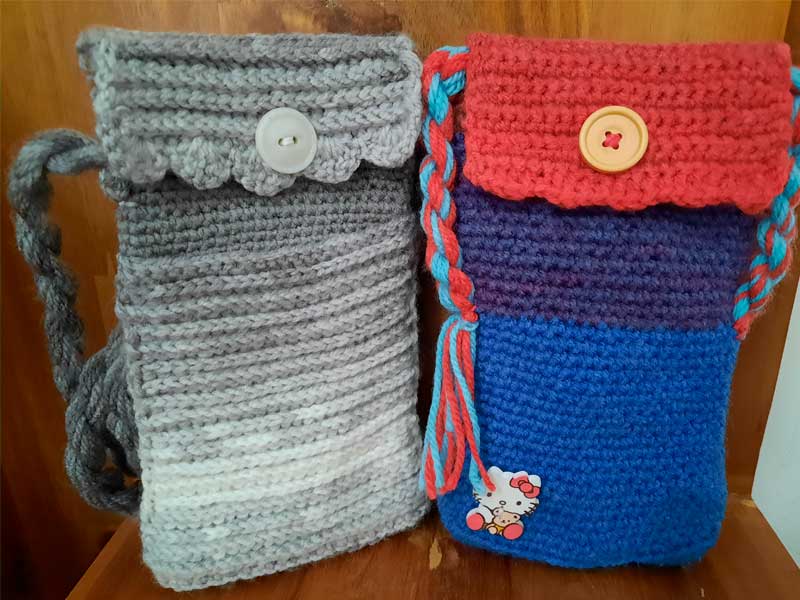 bolso para celular en crochet
