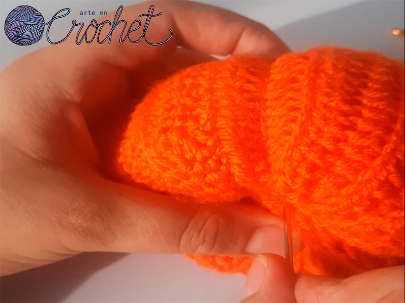 tejer lineas verticales a la calabaza tejida en crochet